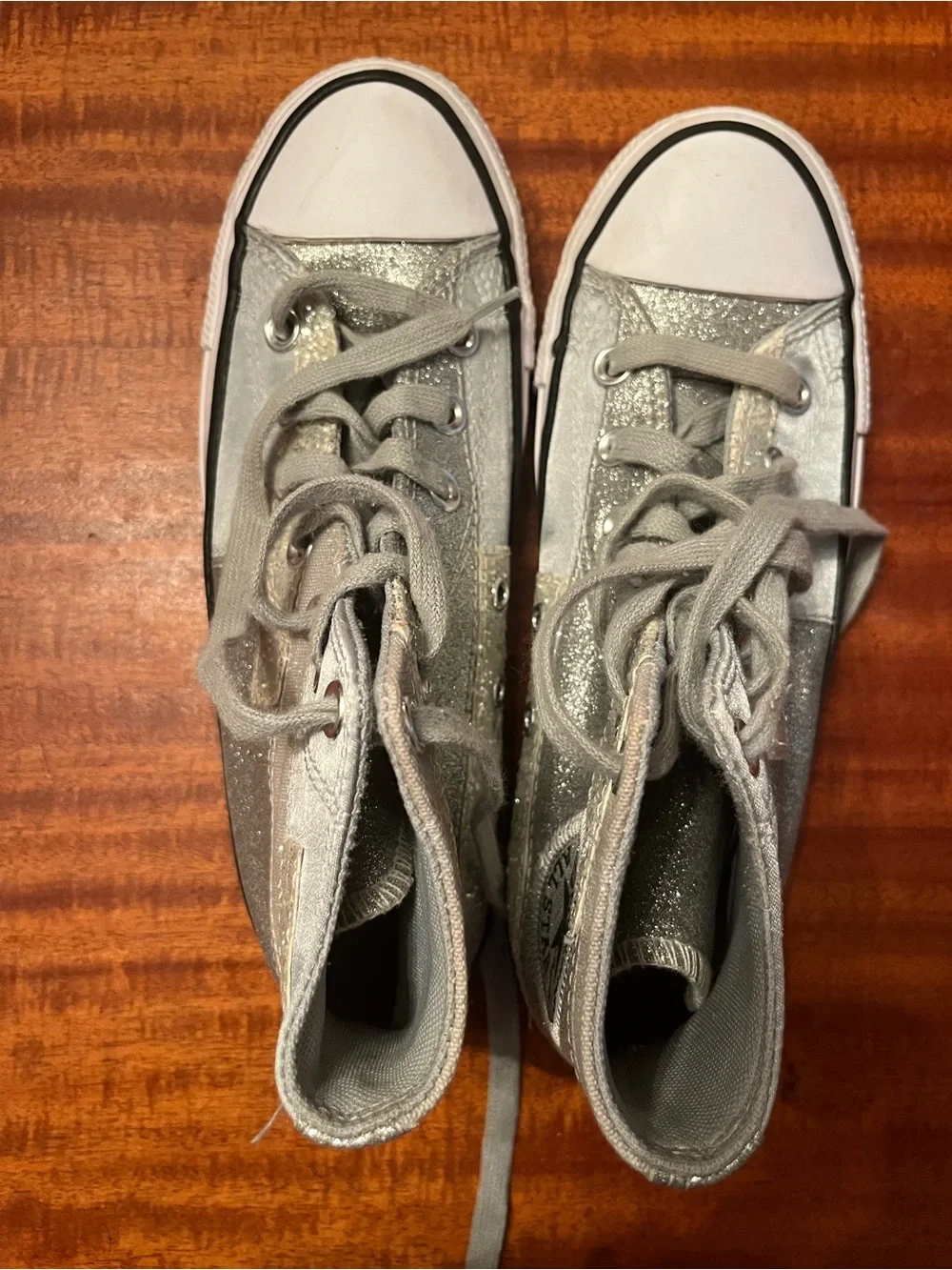 Converse Kids' Silver Glitter High Top Sneakers